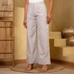 Grey Linen Wide-Leg Trousers