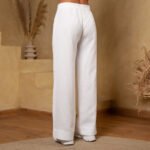 White Linen Wide-Leg Trousers