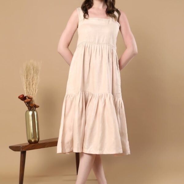 Iris Beige Hemp Dress for women, ethically made fashion for ladies