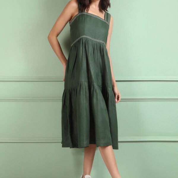 Iris Green Hemp Dress for ladies, ethical clothes for women in Dubai