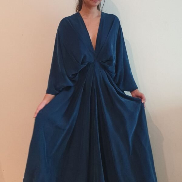 BLUE VEGAN SILK GALA GOWN GOSHOPIA