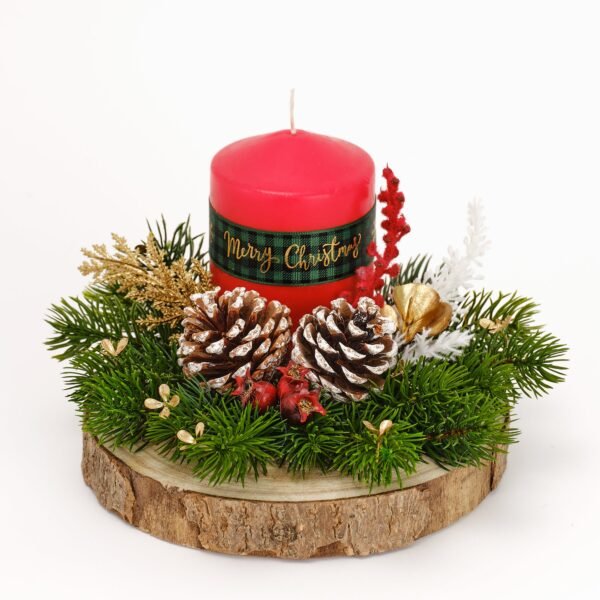 Christmas Centerpiece Red Broad Candle