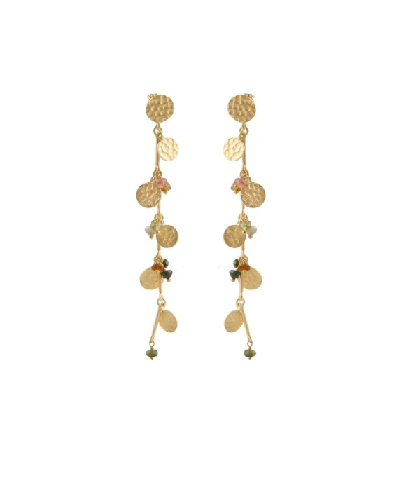 Hammered Disc & Gemstone Earrings