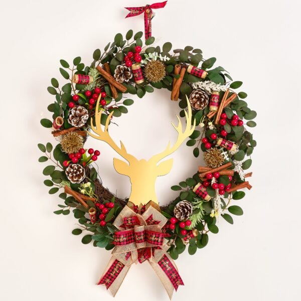 Handcrafted Reindeer Face Christmas Wreath