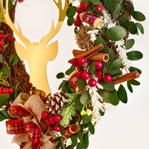 Handcrafted Reindeer Face Christmas Wreath