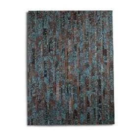 Stripes Rug Brown & Floral Turquoise