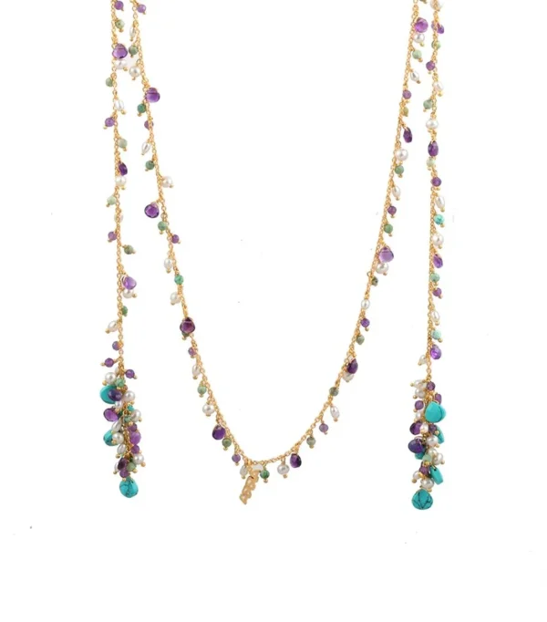 Multistone Goddess Lariat Necklace