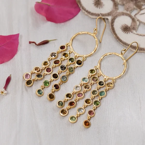 Arra Chandelier Charm Earrings Tourmaline